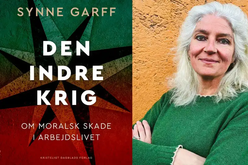 Bogen "Den indre krig" og et billede af forfatter Synne Garff